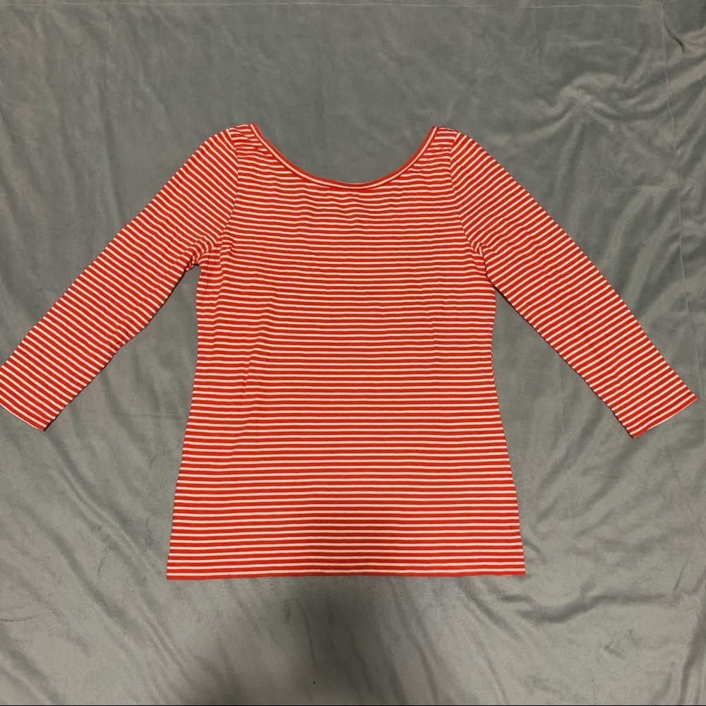 J. Crew Red White Striped Top EUC Size M